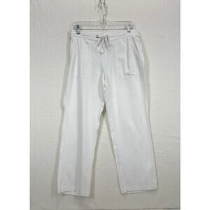 Nicole Miller Linen Blend Beachy Casual Drawstring Wide Leg Pant Size M